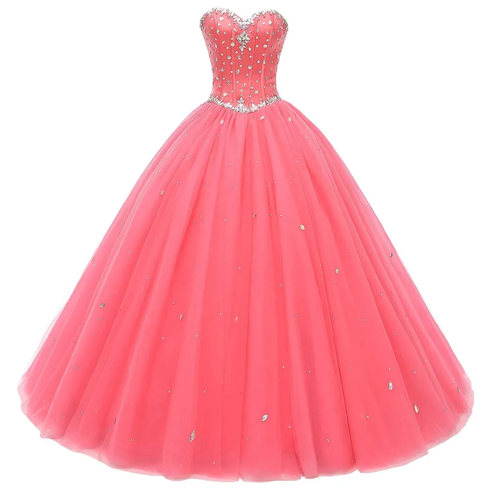 Real Photo Tulle Ball Gown Quinceanera Klänningar Beaded Sweet 16 Year Prom Party Evening Gown Vestidos de 15 Anos QC1465