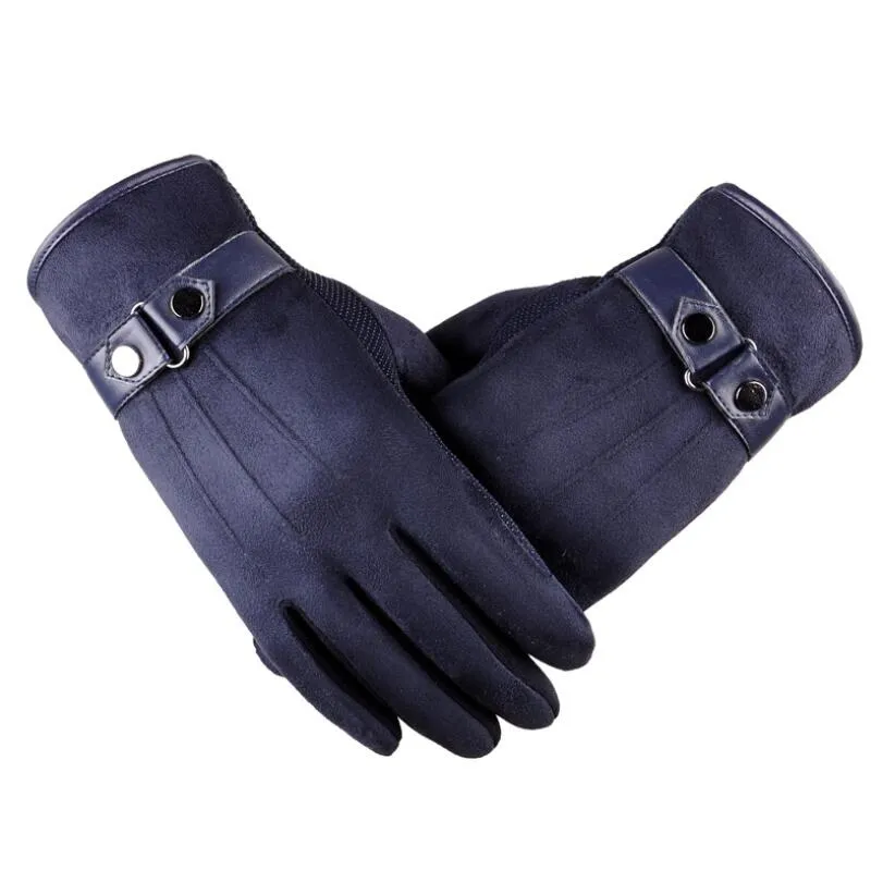 Nieuwe warme effen kleur handschoenen touchscreen windjack motorfiets rijden outdoor winter suede handschoenen gratis verzending