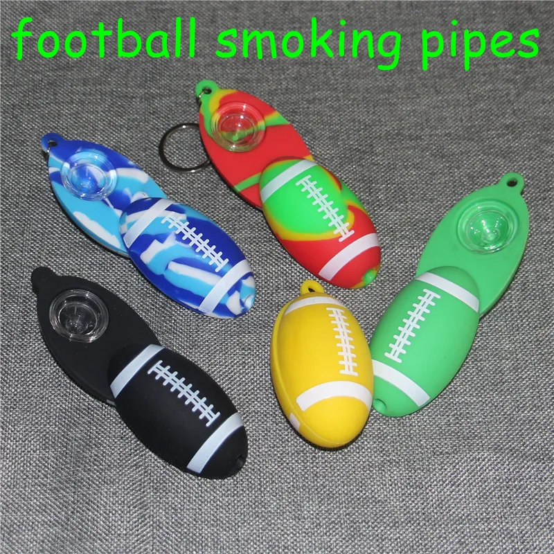 Pipa da fumo in silicone a forma di calcio Tubi da cucchiaio a mano per tabacco Heat Oil Dab Rig con ciotola in vetro Multi colori classici