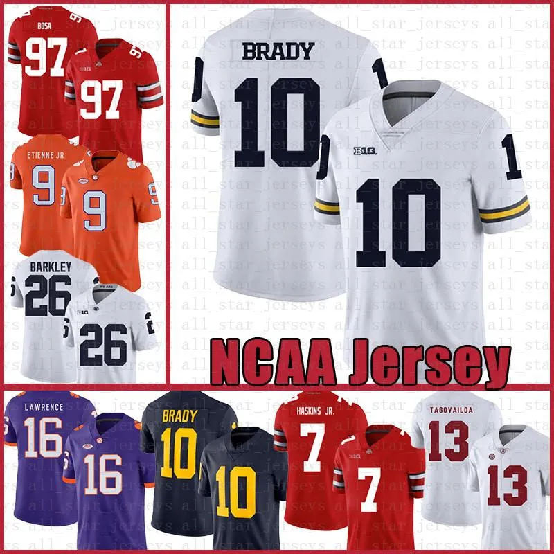 2020 Michigan Wolverines 10 Tom Brady Maillot de football américain 10 Tom Brady 97 Nick Bosa 26 Saquon Barkley Maillots pour hommes