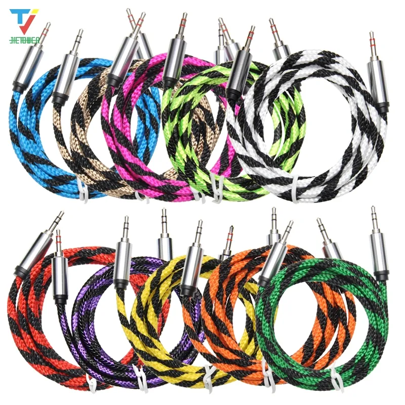 300pcs/lot Snake Pattern 1.5M Audio Cable 3.5mm Male To Male Audio Stereo Aux Cable Cord for TV Computer MP3 for Smartphone