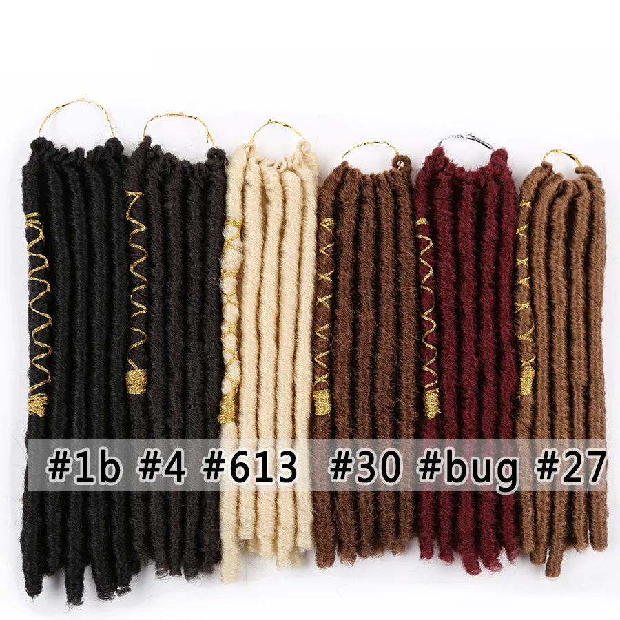 12" Soft Dreadlocks Crochet Braids Hair With color Line Goddess Faux Locs Synthetic Braiding Hair Extensions