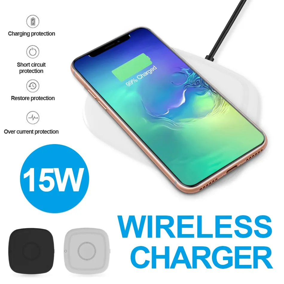 Caricabatterie wireless quadrato G300 Carica rapida da 15 W Carica rapida da 15 W per IPhone X IPhone 8 Samsung Galaxy S9 S9 con pacchetto di vendita al dettaglio