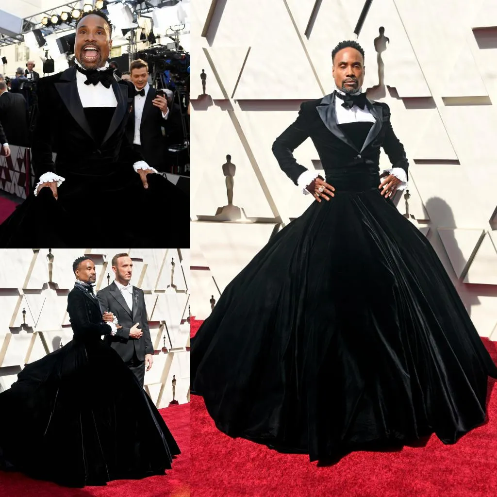 2019 Oscar Últimos diseños de pantalón de abrigo Terciopelo negro Prom Trajes de hombre Chaqueta de novio Alfombra roja Traje de esmoquin de boda (chaqueta + vestido)