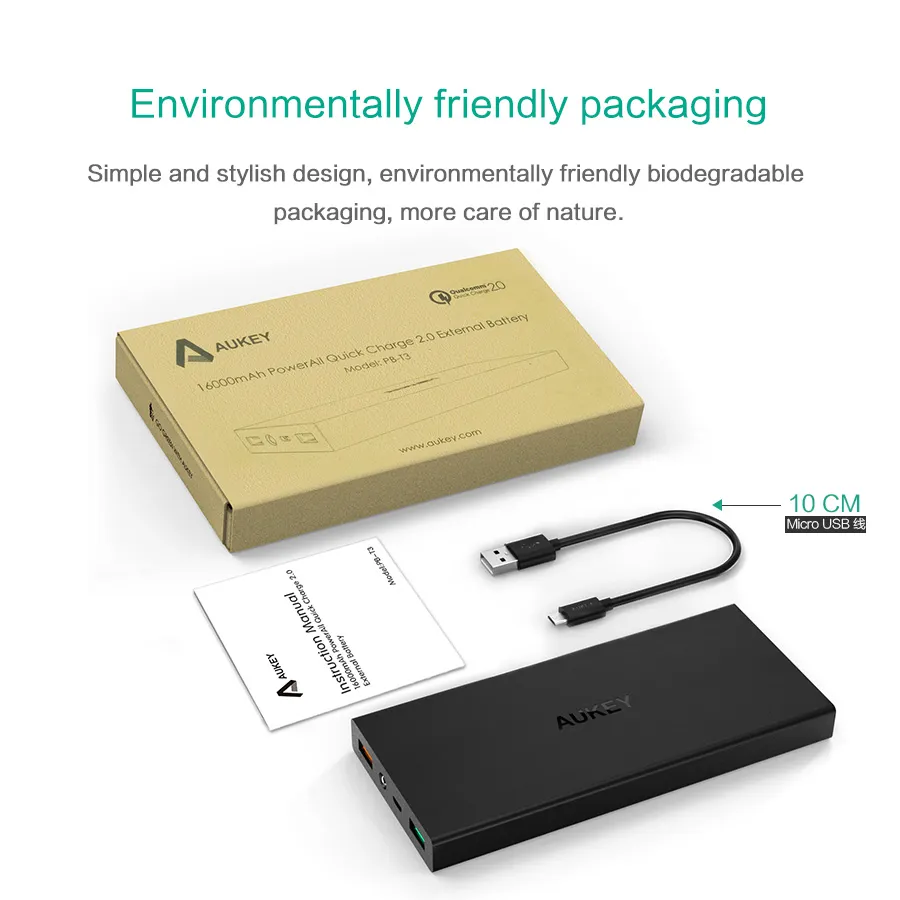miembro Empleado rompecabezas Suministro Al Por Mayor AUKEY Power Bank Carga Rápida 2.0 16000mAh Batería  Externa Powerbank Para Xiaomi Mi Poverbank Teléfono Móvil Cargador Portátil  De Jkteam_dh, 17,73 € | DHgate