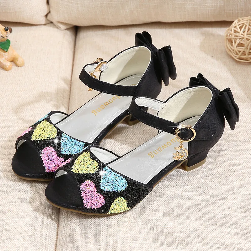 Sandalen meisjes hoge hakken prinses schoenen 2021 zomer kinderen baby kinderen klein meisje kristal maat 26 38