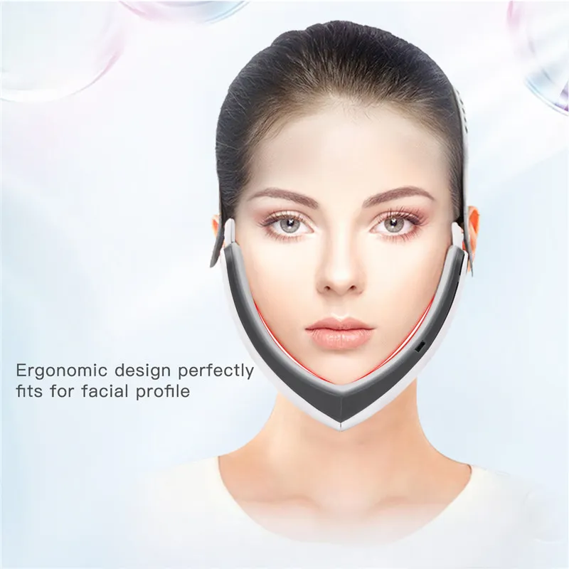 Electric Face Lift Up Minska Double Chin Lifting Firming Skin Föryngring Tunn Face Led Light Therapy Facial Slimming Massager