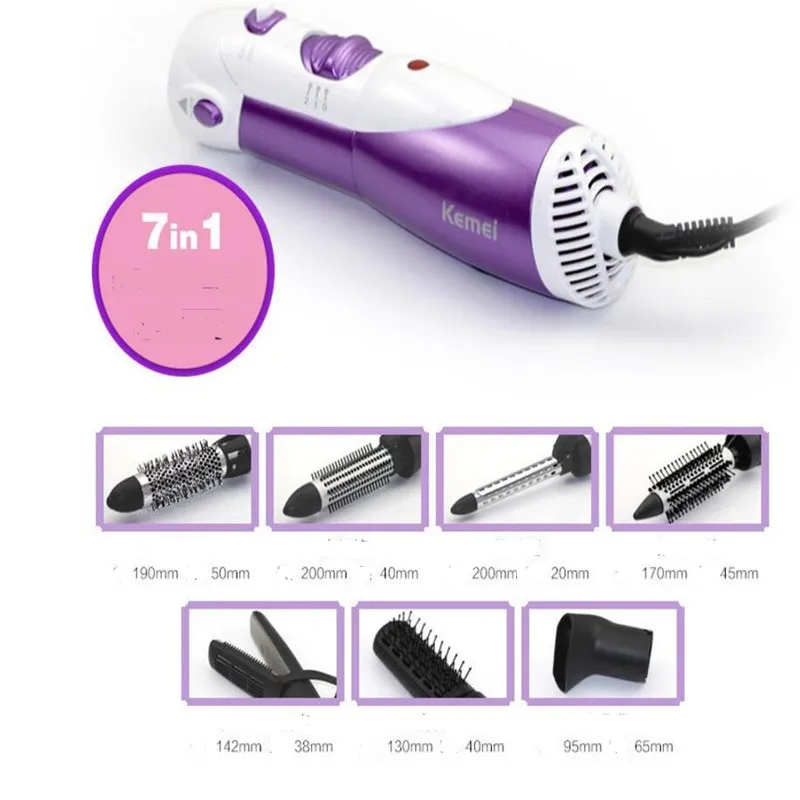 7 In1 220v Electric Ionic Hot Air hairbrush Styler Auto Rotating waver Hair Blow Dryer Hairdryer Curler Straightener Brush Salon
