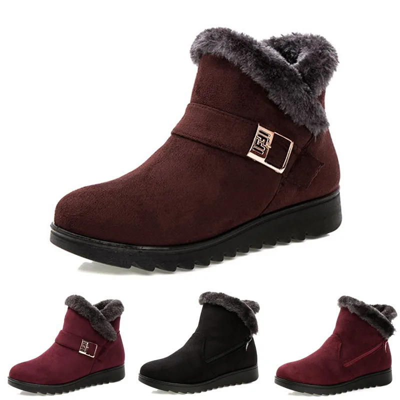 TOP Quality Non-Brand winter women boots Triple Black Red Brown Suede snow ankle boots jogging walking Shoes Keep Warm 35-40 Style 13