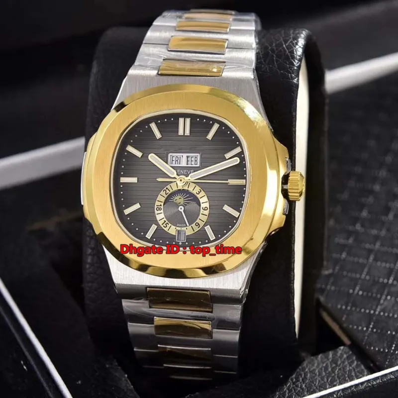 7 Farben Nautilus Jahreskalender Mondphase 41 mm automatische Herrenuhr 5726 graues Zifferblatt 18 Karat Gold zweifarbiges Stahlarmband Herren-Sportuhren