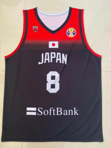 2019 China Basketball Rui Hachimura # 8 Jerseys Japon Imprimé imprimé à chaud personnalisé tout nom de nom 4xl 5xl 6xl Jersey