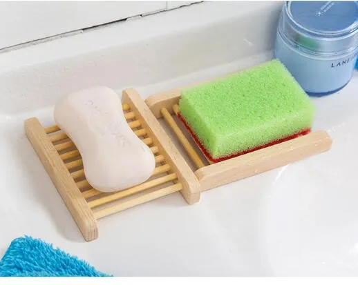 Natuurlijke bamboe houten zeepbakje houten zeep lade houder opslag zeep rack plaat box container voor bad douche badkamer
