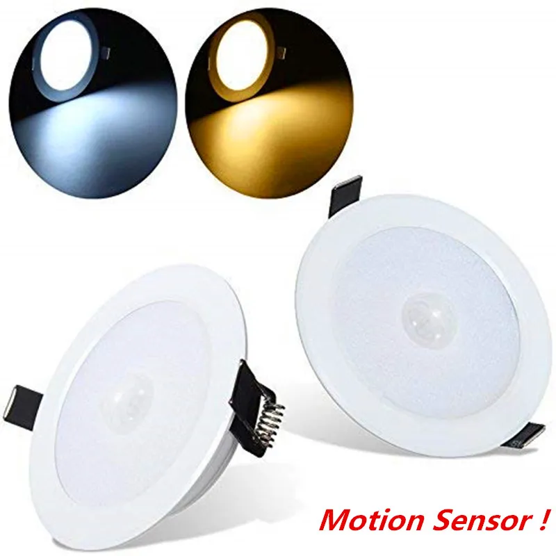 5W E27 PIR Motion Sensor SMD 10*SMD 5730 4 Inch Ultra-Thin LED Recessed Ceiling Lighting with Junction Box Downlight Wall Path Lamps LLWA216