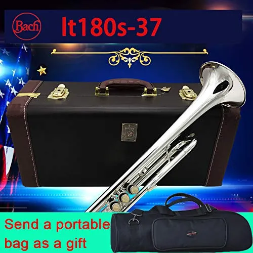 Bach trompet LT180S-37 Bb Gümüş Kaplama kaliteli Nefis El profesyonel Müzik Aletleri ağızlık çantası, hediye olarak bir çanta ekle