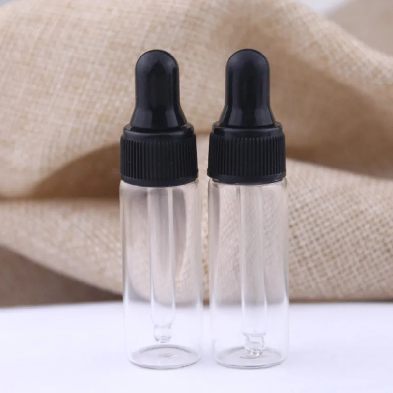 5 ml 1/6 oz Bottiglie di olio essenziale riutilizzabili in vetro trasparente Fiale contagocce Profumo Contenitori contenitori per liquidi cosmetici Vasi con contagocce