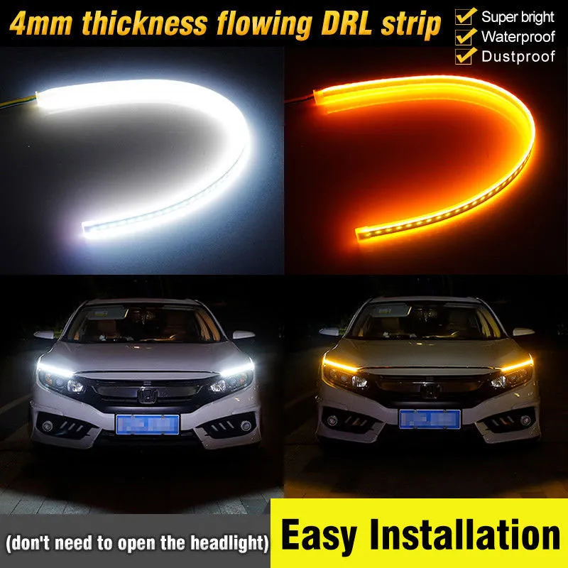 2x LED Blinker Dynamische Streifen Auto Scheinwerfer Tagfahrlicht Lampe DRL  12V