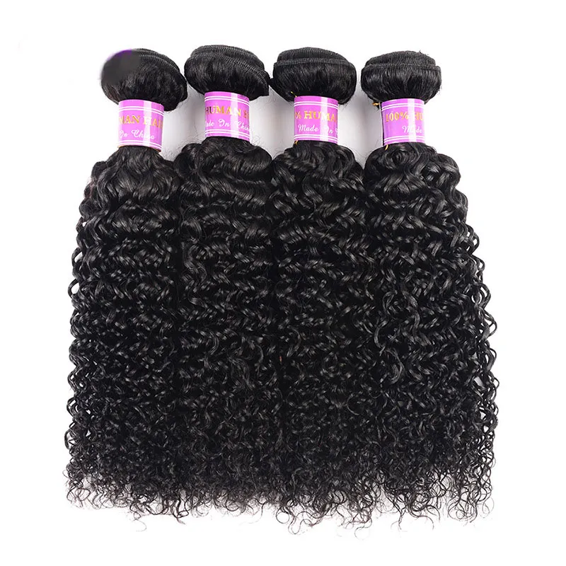 Brasilianska jungfruliga människohår inslagsbuntar Kinkly Curly naturlig färg 100 % obearbetat hår väver extensions 8 -28 tum drop shipping