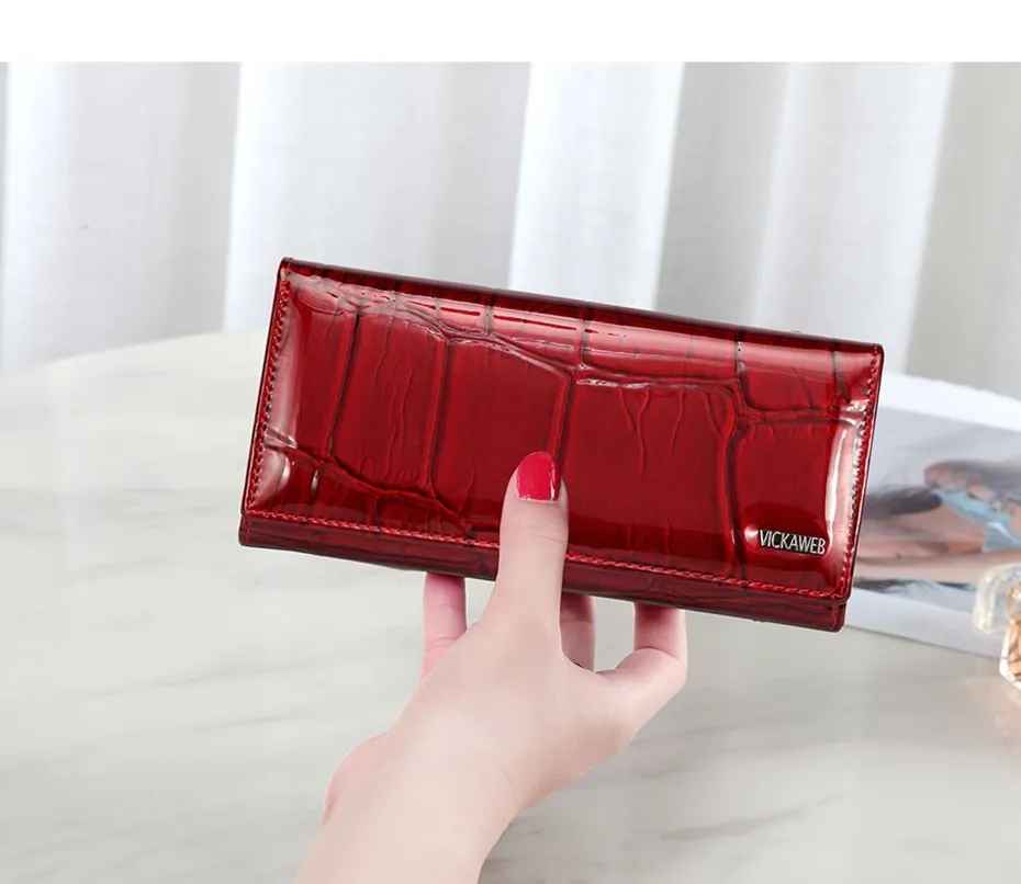 VICKAWEB Magnetic Hasp Wallet Women Genuine Leather Wallet Female Fashion Women Wallets Long Womens Wallets and Lady Coin Purses-VK1777.-009