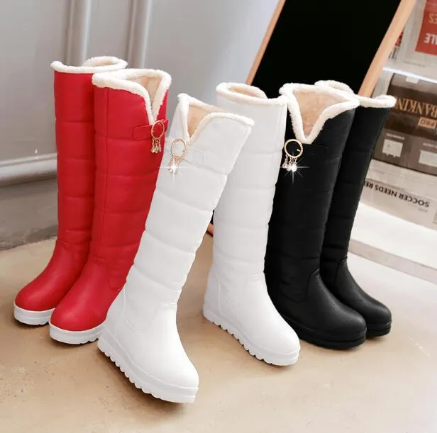 Kvinnor Designer Fashion Knee Snow Boots England Lady Simplicity Slip On Round Toe Eur Boot