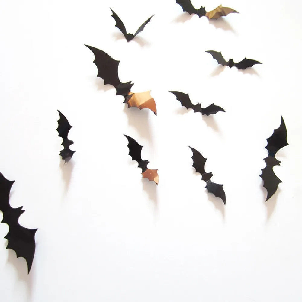Party Supplies YEDUO 12pcs Black 3D DIY PVC Bat Wall Sticker Decal Home Halloween Decoration