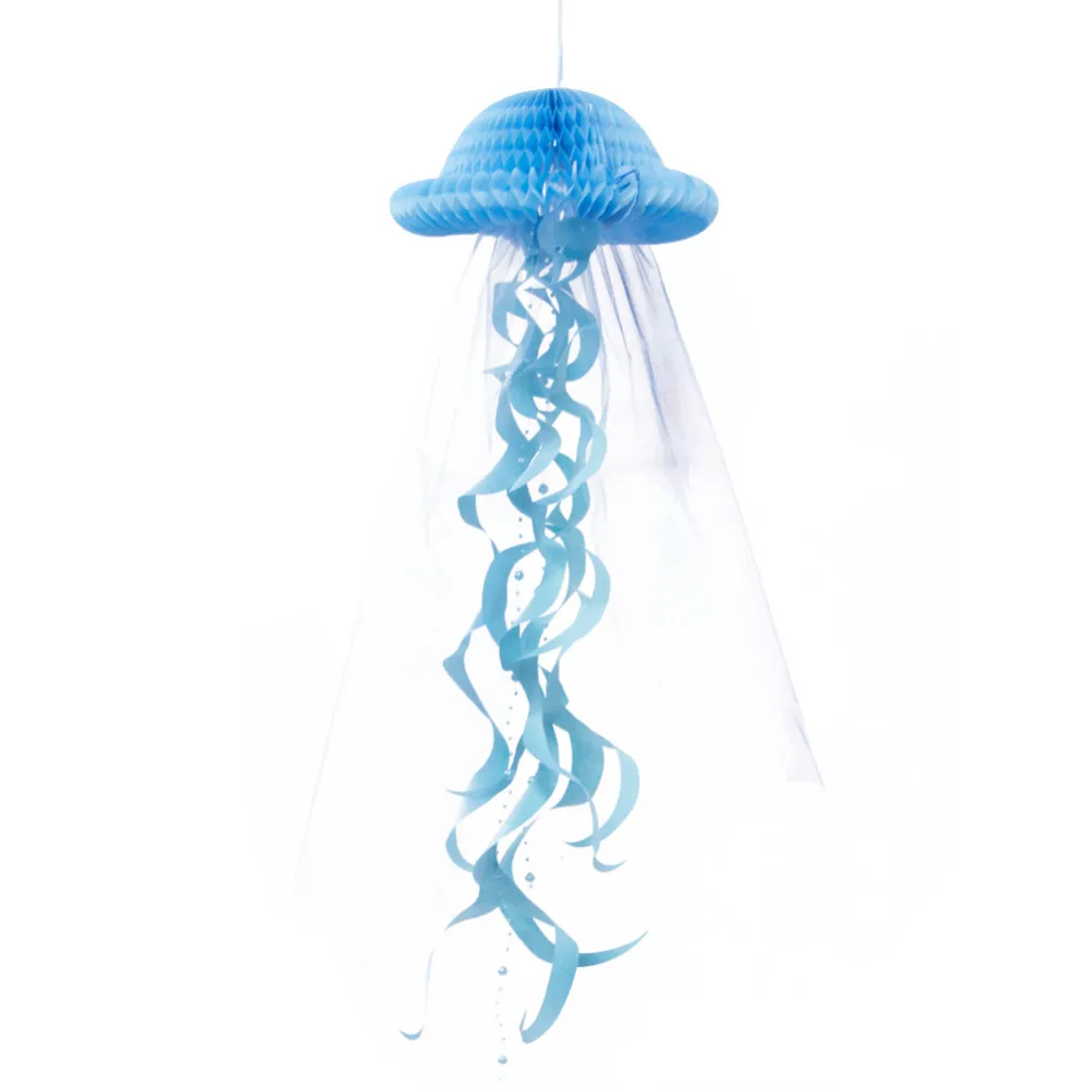 Adornos colgantes de medusas en forma de panal para fiesta de cumpleaños, Mini adorno submarino de sirena Pastel bajo el mar, suministros artesanales para niños