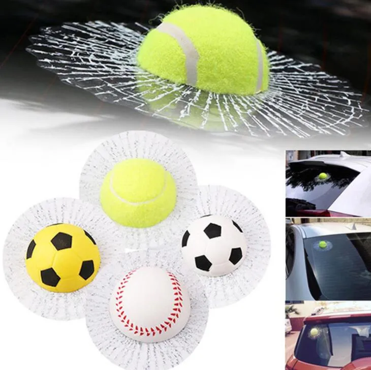 3D Auto Stickers Honkbal Voetbal Tennis Stickers Auto Venster Crack Decals Persoonlijkheid Grappige Creatieve Achterruit Windscherm Cartoon Sticker GGA1907