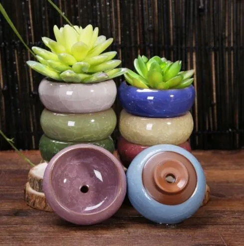 Pot de fleur en céramique craquelé par glace, 100 pièces, avec trou, Mini Pot de fleurs pour décoration de bureau et de maison, pour plantes succulentes et charnues