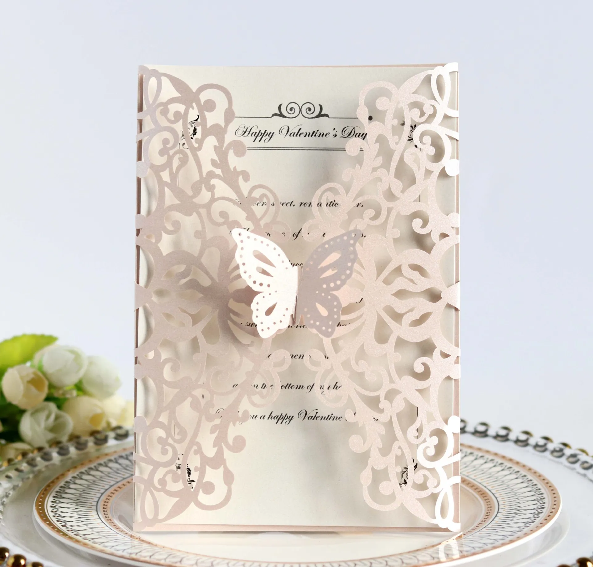 Customizable Laser Cut Butterfly Invitations With A5 Wedding Envelopes