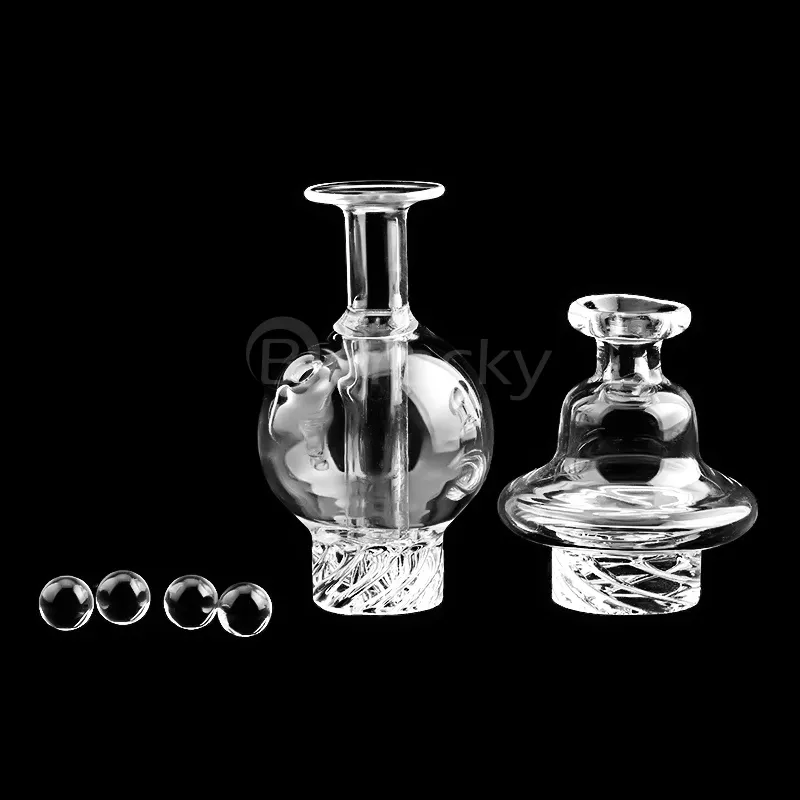 Two Styles Glass Spinning Carb Cap With 6mmOD Quartz Terp Pearls Bubble UFO Carb Caps For Beveled Edge Quartz Banger Nails Glass Bongs