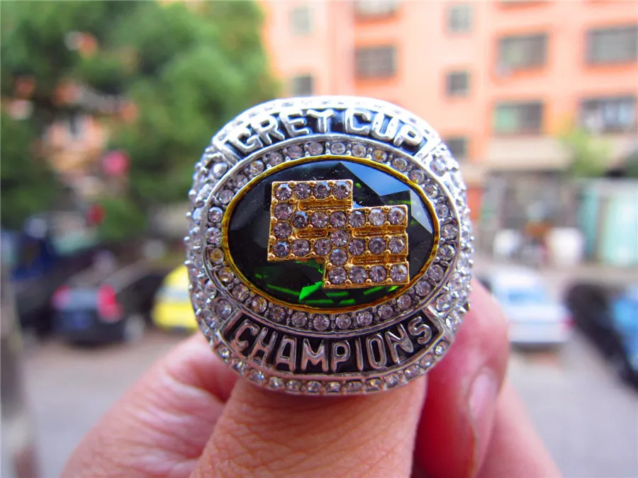 2015 Edmonton Eskimos The Grey Cup Team Campionato Anello con scatola di legno Uomini Sport Fan Souvenir Regalo all'ingrosso 2020 Drop Shipping