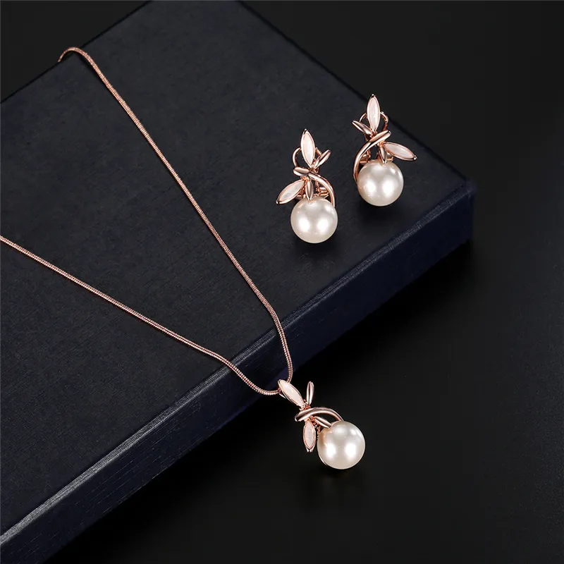 Ladies Fashion Diamond Rose Gold Ring Necklace Earrings Three-piece Set -  Walmart.com