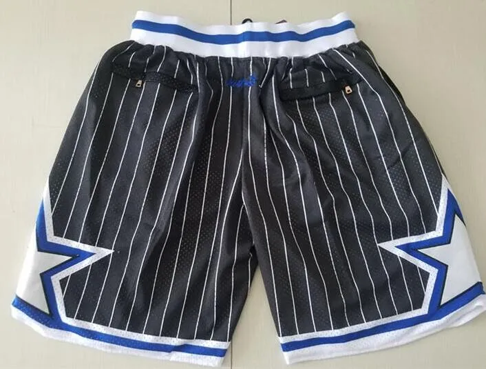 Nova Shorts Equipe Shorts 92-93 Baseketball Shorts Vintage Zipper bolso Correndo roupa preta listra branca Cor acabado de fazer tamanho S-XXL