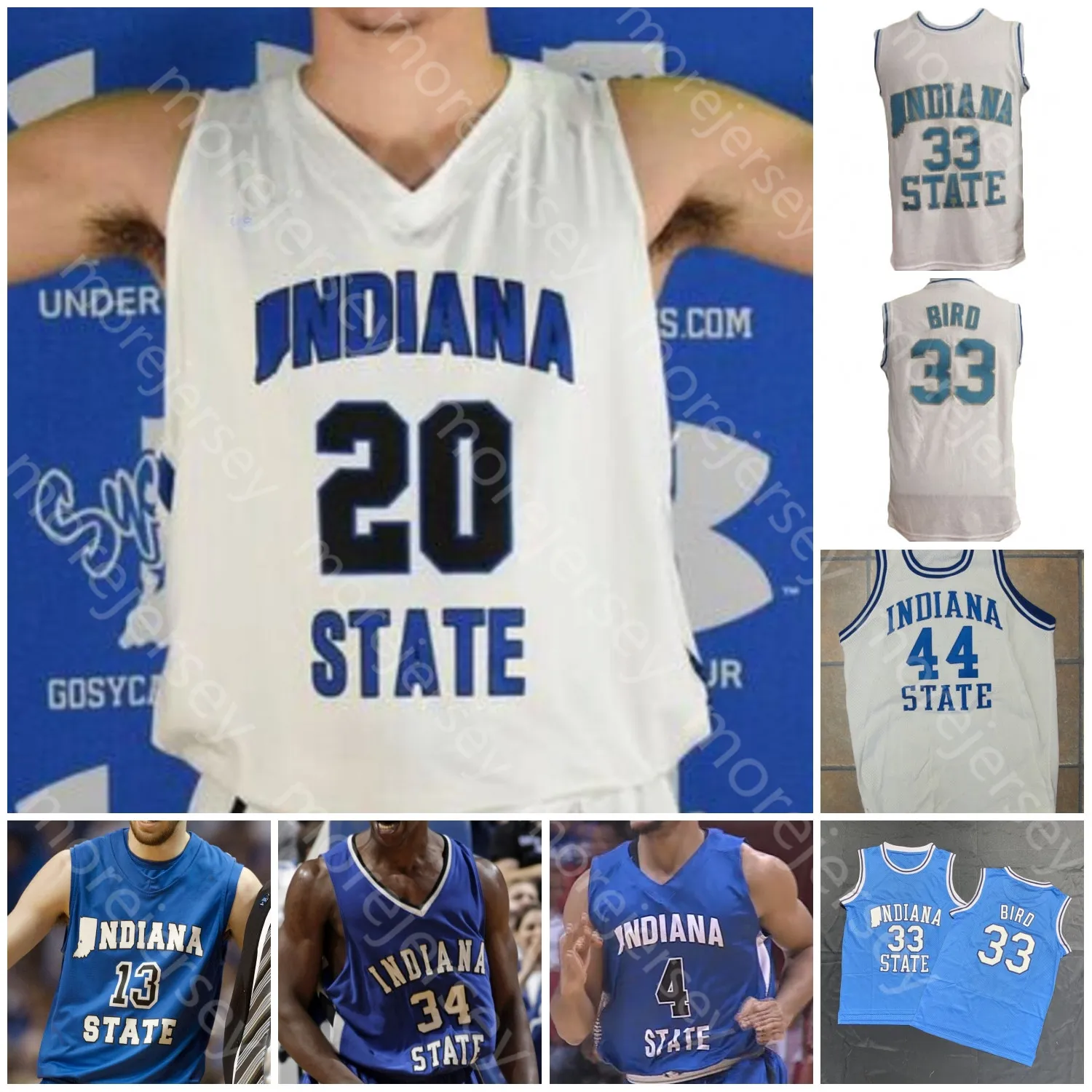 Custom Indiana State Sycamores Basketball Jersey NCAA College Tyreke Key Barnes Jake Laravia Cooper Neese Tre Williams Williams