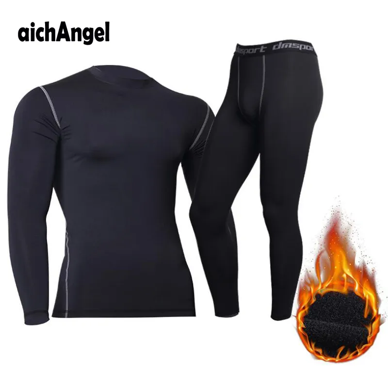 Mens Tactical Fleece Thermal Underwear Sweat Quick Drying Thermo ...