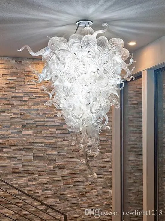 Blanc clair LED Murano lustre vente chaude 100% lustres en verre soufflé à la main lustre de plafond pour salon hôtel décor