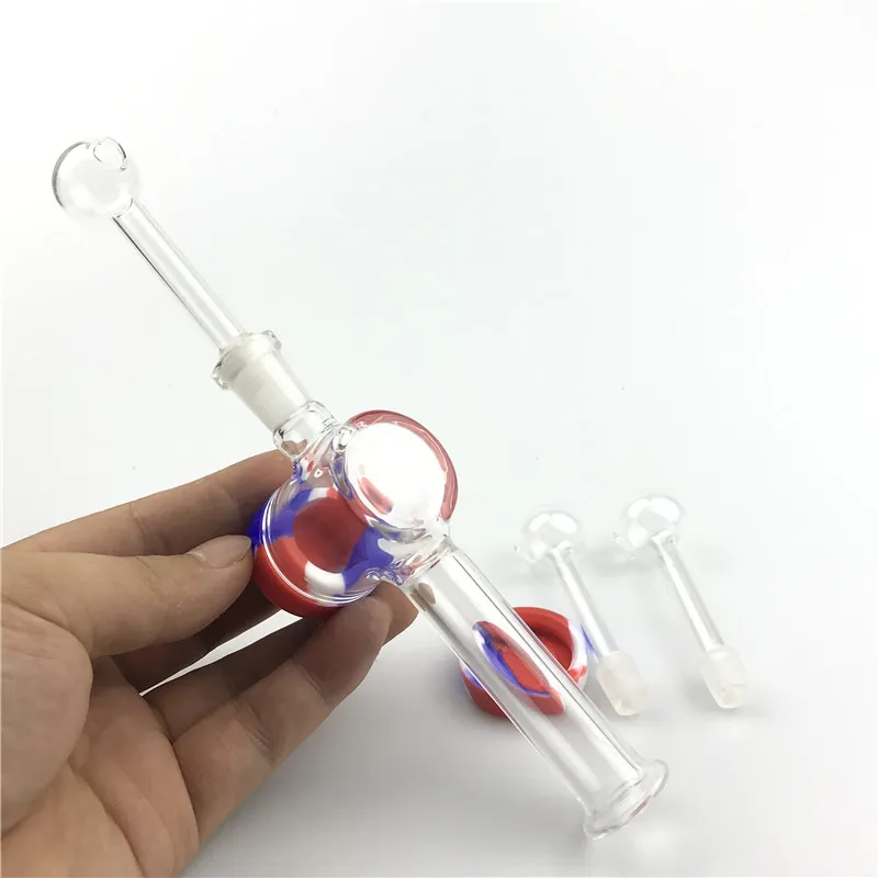 Kit de coletores de néctar queimador de óleo de vidro com narguilé 10 mm cachimbos masculinos grossos pyrex clipes de unha keck recipiente de silicone recuperador para somke