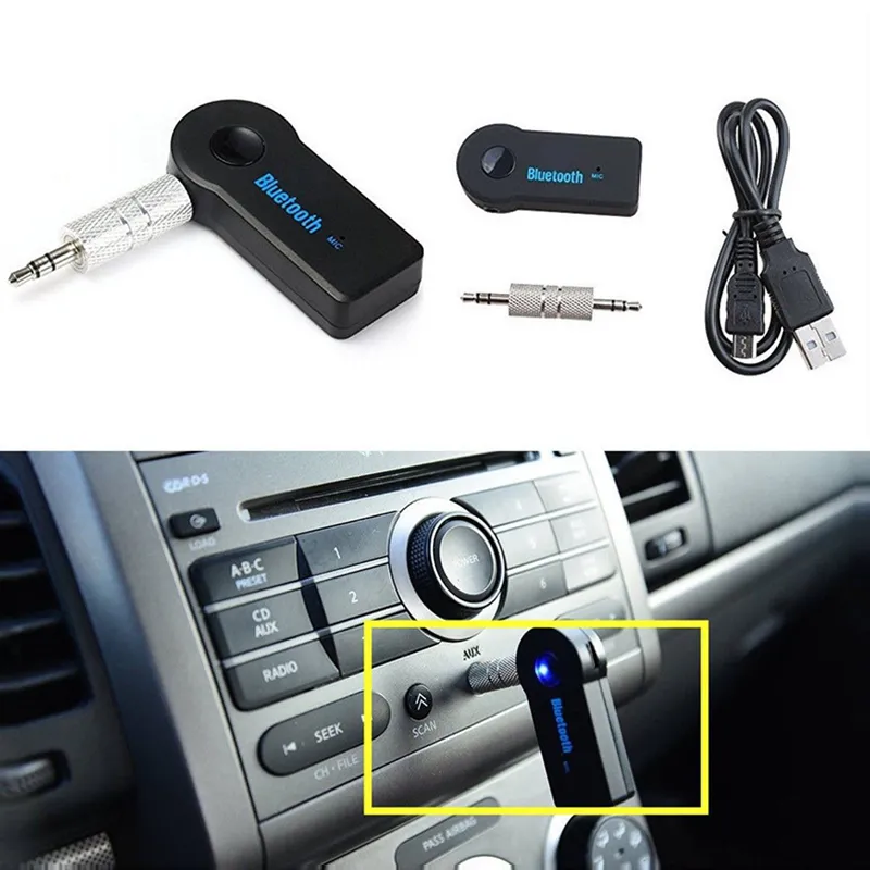 Universal 3,5 mm Bluetooth Car Kit Auto Mottagare A2DP O Musikadapter Handsfree med MIC för telefon PSP -hörlurar Tablett9690206