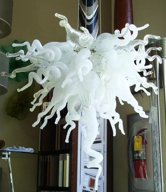 Lampade a forma di fiore Bianco Hotel Soggiorno Illuminazione a soffitto Luci da festival Lampada a sospensione a LED in vetro di Murano soffiato a mano