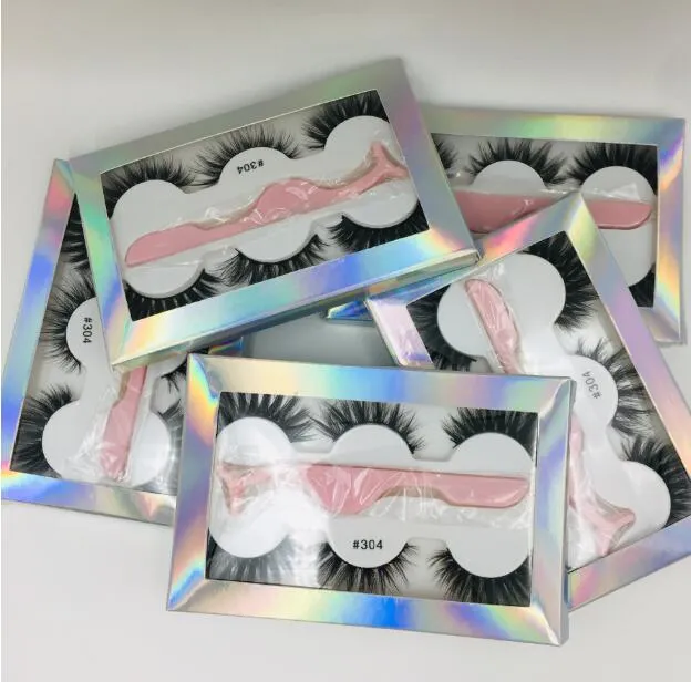 The newest False eyelash 3d mink lashes 3 pair lashes thick Faux 3D real mink eyelashes with tweezers in box 6styles in stock