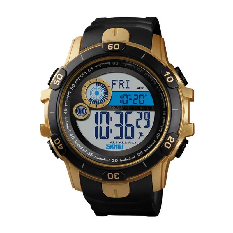 Montre électronique de sport multifonctions compteur de pas boussole métronome montre étanche pour étudiant pour hommes