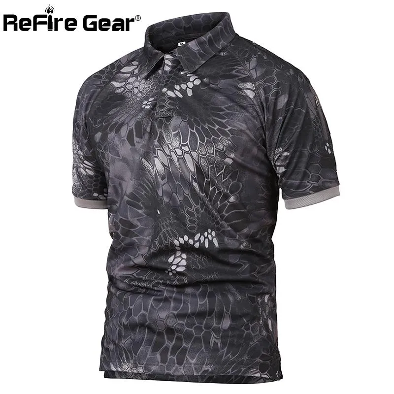 Respirant Refire Gear Militaire Tactique Polo Shirt Hommes Été Us Army Camouflage Homme 'S Respirant Séchage Rapide Bras Poche Polo Chemises