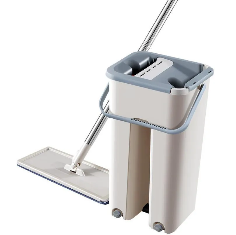 Nuovo set di mop per pavimenti Mop e secchio automatici Evita il lavaggio a mano Panno per la pulizia in microfibra Flat Squeeze Magic Floor Lazy Mop T318W