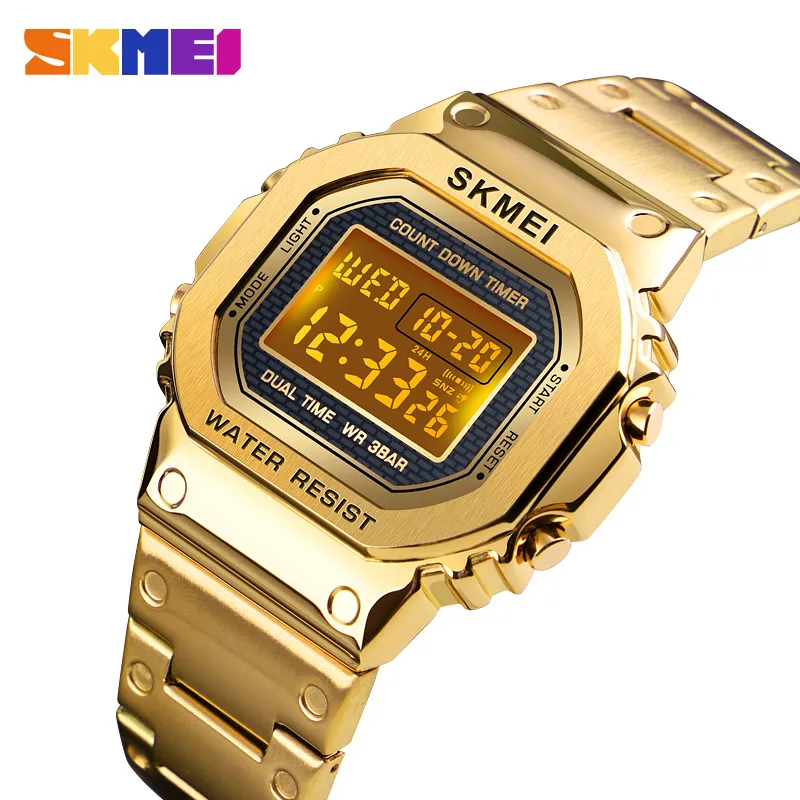 2019 SKMEI RELOGIO MASCULINO 1456 MEN Electronic Digital Watch Chronograph Clock Dual Time Display Sport Watch Male Wristwatch2183