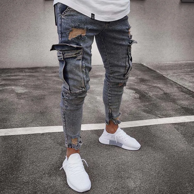 I-SHOW Jeans skinny effetto consumato da uomo Designer Jeans slim rock revival Jeans dritti da uomo hip-hop TF806271K