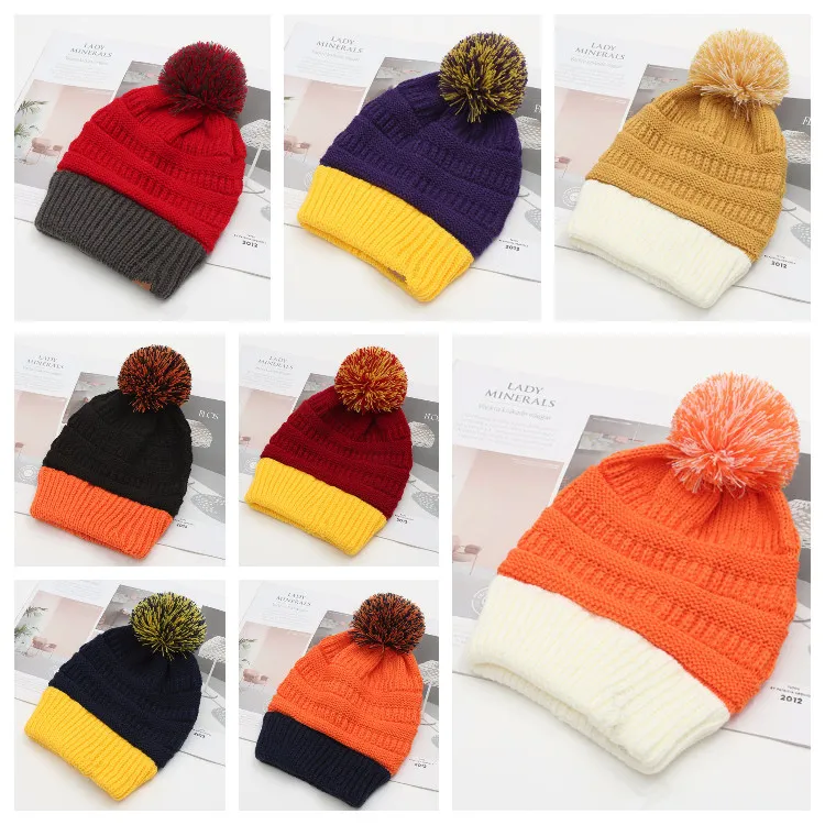 8 цветов шапочки капот взрослые вязаные кепки козырьки женщины зимняя осень теплые шляпы плетения шапочки для девочек шляпа Случайный головной убор