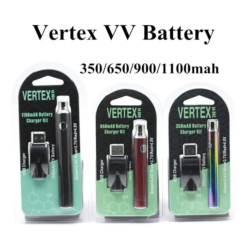 Precalentamiento de la batería VERTEX CO2 VAPORIZADOR DE ACEITE O PEN 510 VAPE BATERÍAS 350MAH 650/900 / 1100mAh lo vv