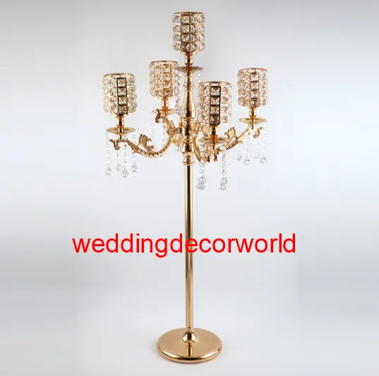 Nuovo stile Centrotavola per decorazioni nuziali Decorazione candelabri in oro a 5 braccia alti 733