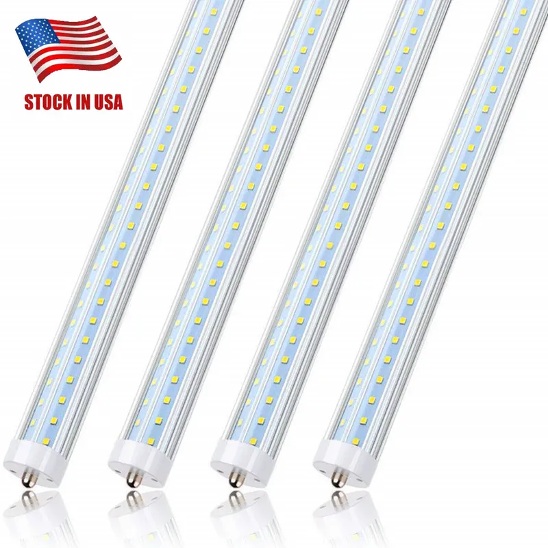 25pcs 8FT LED Lights Tubes V-Shape 72W 6000K Single Pin Fa8 Base T8 T10 T12 LED Fluorescent Bulbs Replacement 150W Equivalent