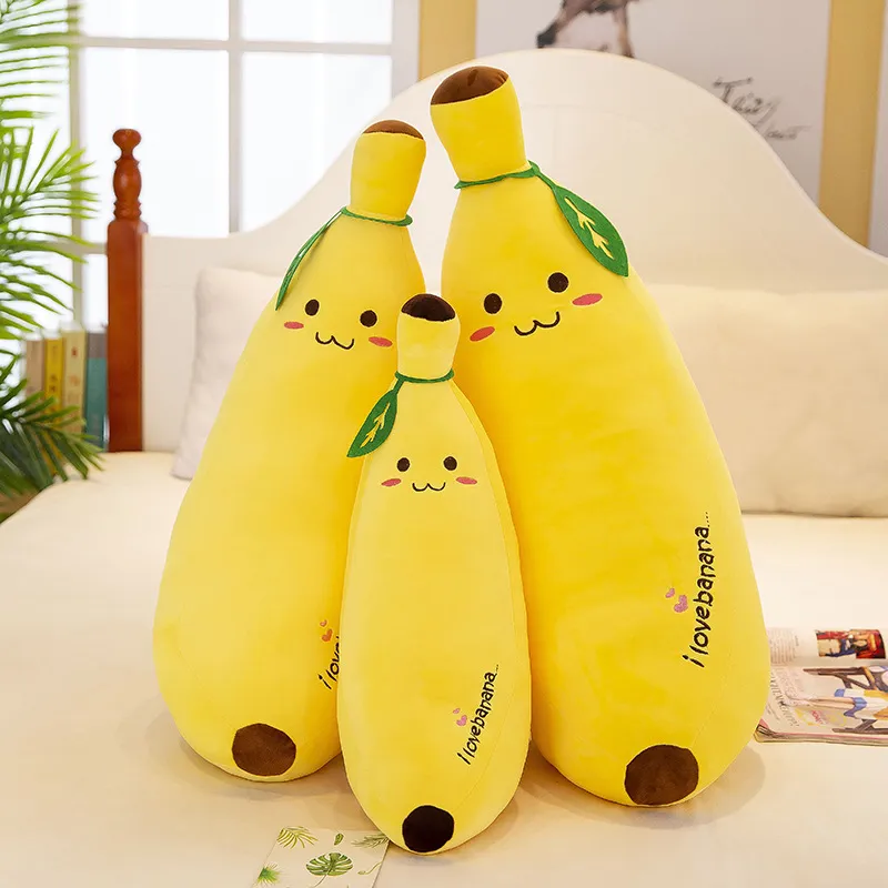 Mignon 80 cm super doux poupée banane en peluche, oreiller de traversin de fruits en peluche de coton, ornement, enfant de Noël, cadeau d'anniversaire de fille, décoration 3-1