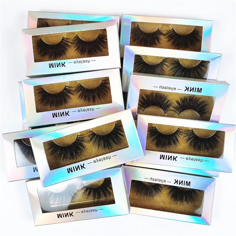 NEW 25mm Eyelashes 3D Mink Eyelashes 25mm Real Mink Lashes High Volume Big Dramatic Fluffy False Eyelash Extension Makeup Tool